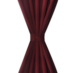 2 pcs Rideau à Passant Micro Satin Bordeaux 140 x 225 cm 