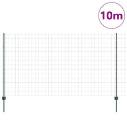 Clôture Euro avec 5 poteaux en U verte 1.4x10 m acier 
