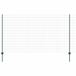 Clôture Euro avec 5 poteaux en U verte 1.4x10 m acier 