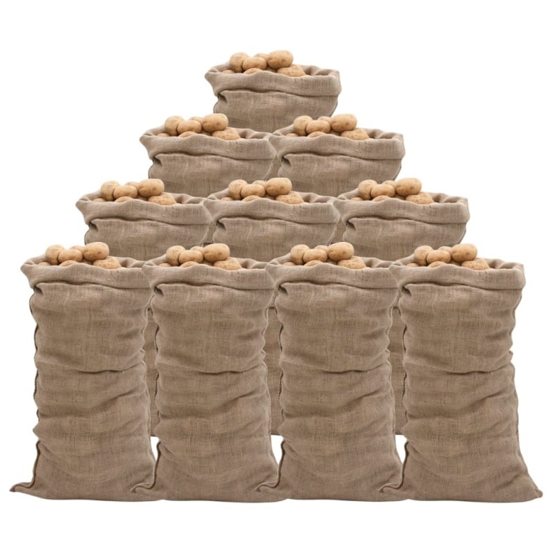 Sacs en jute 10 pcs 65x135 cm 100 % jute 220 g/m² 