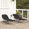 Chaise longue pliante 2 pcs Portable Noir Tissu Oxford 600D 