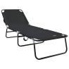 Chaise longue pliante 2 pcs Portable Noir Tissu Oxford 600D 