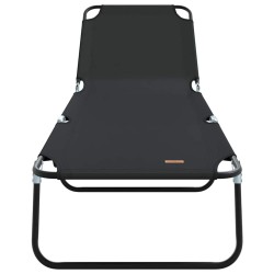 Chaise longue pliante 2 pcs Portable Noir Tissu Oxford 600D 