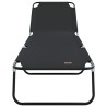 Chaise longue pliante 2 pcs Portable Noir Tissu Oxford 600D 