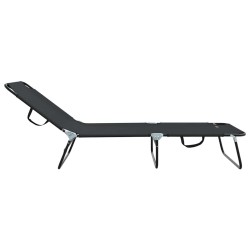 Chaise longue pliante 2 pcs Portable Noir Tissu Oxford 600D 