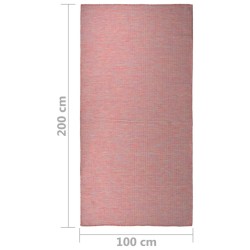 Tapis à tissage plat d'extérieur 100x200 cm Rouge 