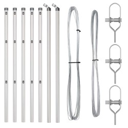 Ensemble de poteaux de clôture 7 pcs Argent Ø32mm 100 cm 