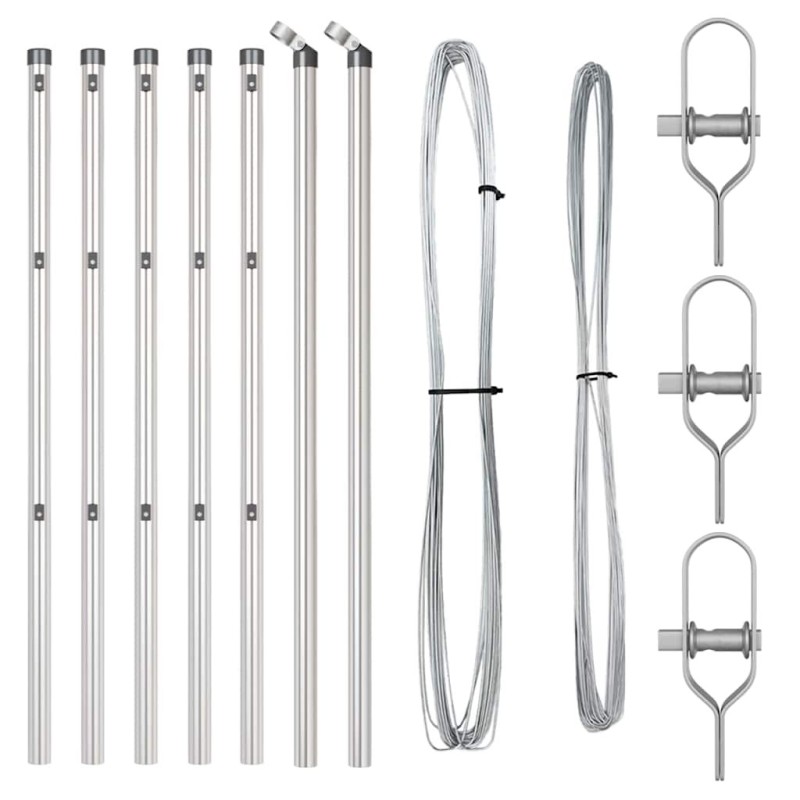 Ensemble de poteaux de clôture 7 pcs Argent Ø32mm 100 cm 