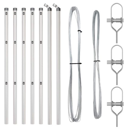 Ensemble de poteaux de clôture 7 pcs Argent Ø32mm 100 cm 