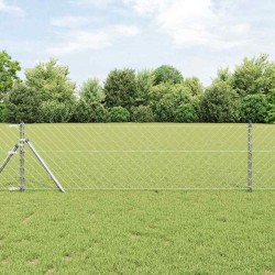 Jeu de Poteaux de Clôture Argent 0.8 x 10 m Acier galvanisé 