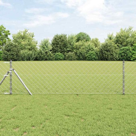 Jeu de Poteaux de Clôture Argent 0.8 x 10 m Acier galvanisé 