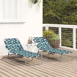 Transat pliant 2 pcs Portable Motif feuille Tissu Oxford 600D 