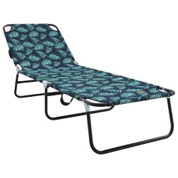 Transat pliant 2 pcs Portable Motif feuille Tissu Oxford 600D 
