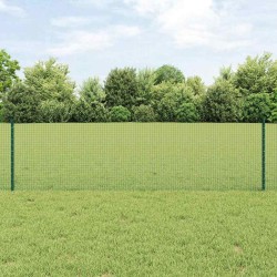 Clôture en Fil Soudé avec 11 Potes U Vert 0,6x25 m Acier 