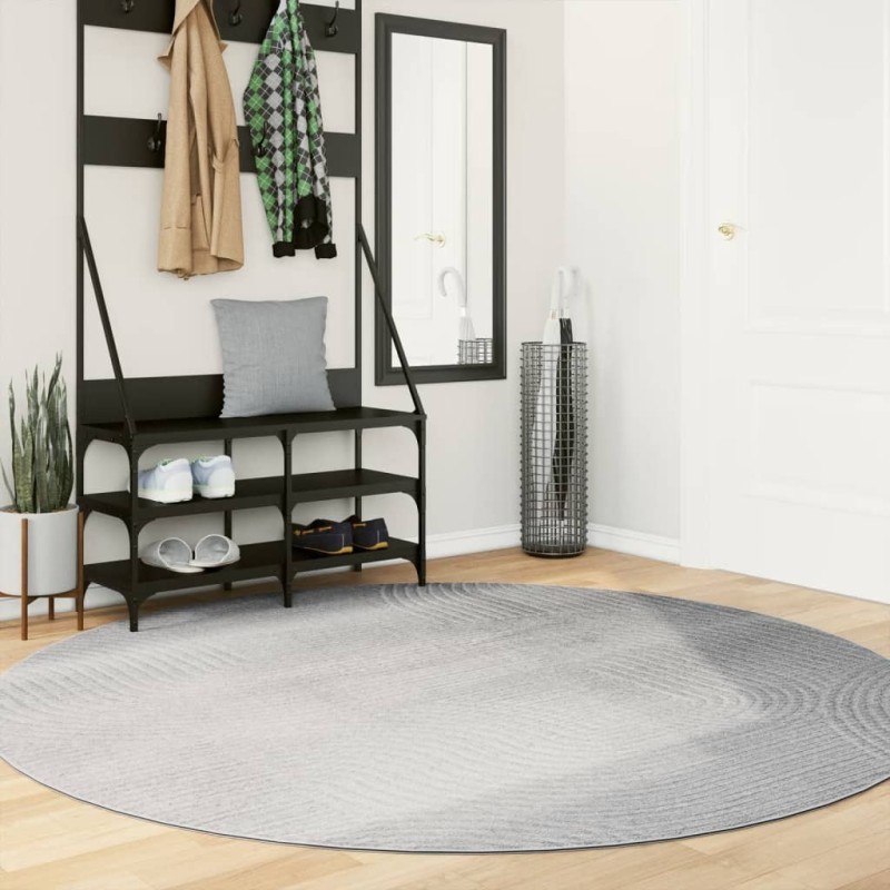 Tapis IZA poils courts style scandinave gris Ø 200 cm 