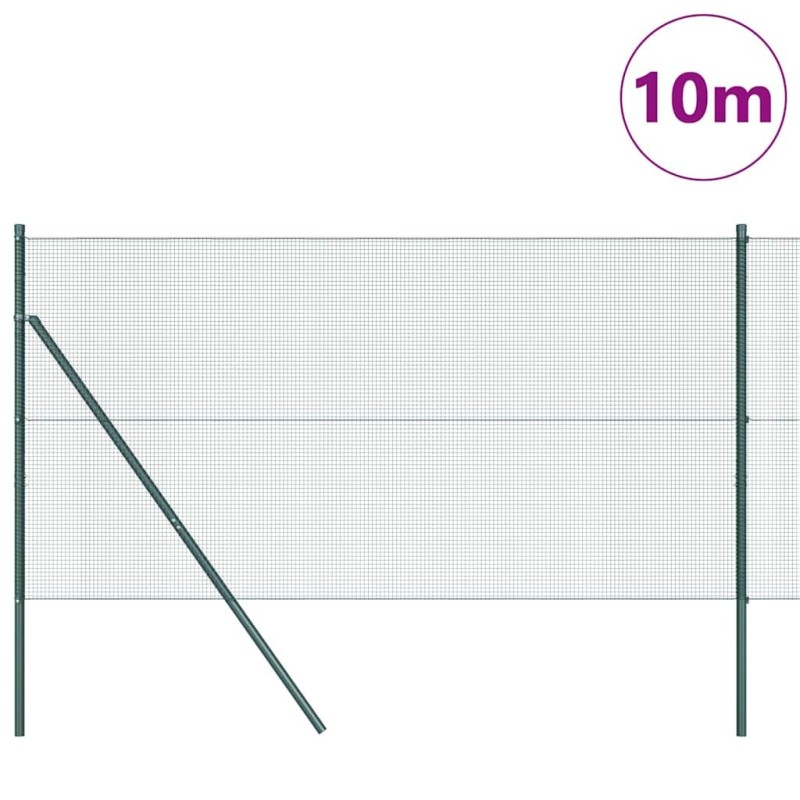 Kit de Poteaux de Clôture Ensemble de 2 Vert Métal 10 x 1 m 