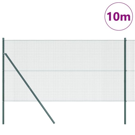 Kit de Poteaux de Clôture Ensemble de 2 Vert Métal 10 x 1 m 