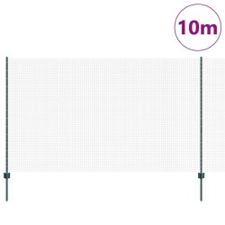 Clôture en Fil Soudé avec 5 U Piquets Verte 1.4x10 m Acier 