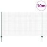 Clôture en Fil Soudé avec 5 U Piquets Verte 1.4x10 m Acier 