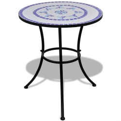 Table de bistro Bleu et blanc 60 cm Mosaïque 