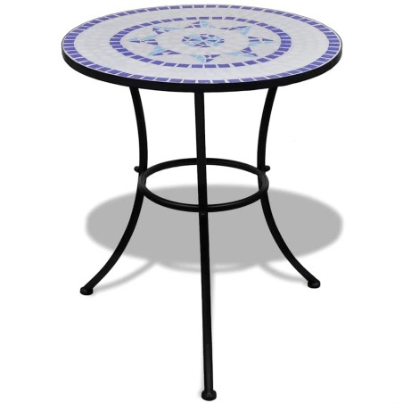 Table de bistro Bleu et blanc 60 cm Mosaïque 