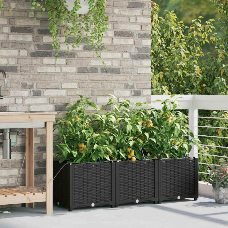 Jardinières de jardin 1 pc Noir 120 x 40 x 37.5 cm Plastique 