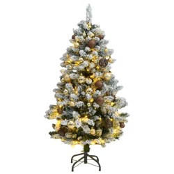 Sapin de Noël artificiel articulé 150 LED et boules 120 cm 