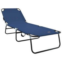 Transat pliant 2 pcs portable en tissu Oxford bleu 600D 