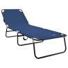 Transat pliant 2 pcs portable en tissu Oxford bleu 600D 