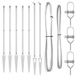Set de poteaux de clôture 7 pcs Argent Ø32mm 160 cm 