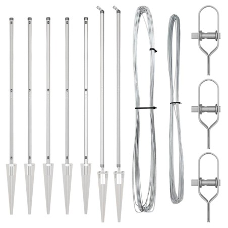 Set de poteaux de clôture 7 pcs Argent Ø32mm 160 cm 