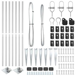 Set de poteaux de clôture 7 pcs Argent Ø32mm 160 cm 