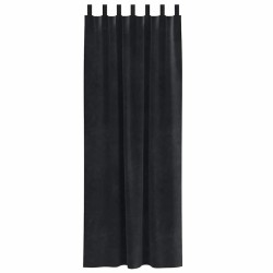 Rideaux occultants avec boucles de suspension 2 pcs en velours noir 