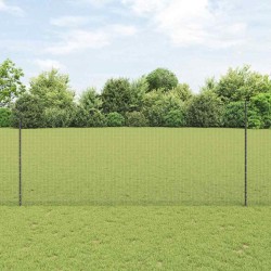 Clôture en fil soudé avec 10 poteaux U gris 1,4x10 m en acier 