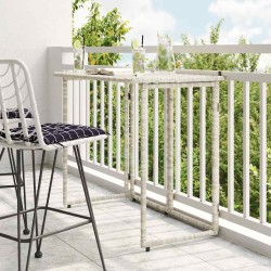 Table de jardin pliante gris clair 90 x 51 x 75 cm polyrotin 