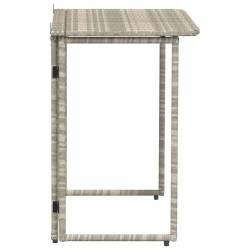Table de jardin pliante gris clair 90 x 51 x 75 cm polyrotin 