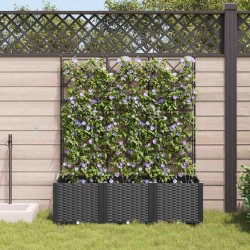 Pot de jardin avec treillis 3 pcs Noir 120x40x143 cm 