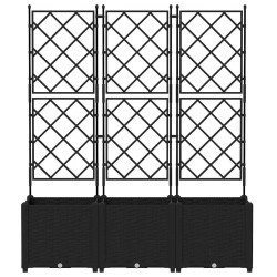 Pot de jardin avec treillis 3 pcs Noir 120x40x143 cm 