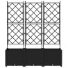 Pot de jardin avec treillis 3 pcs Noir 120x40x143 cm 
