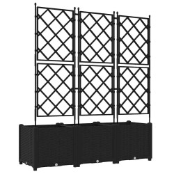 Pot de jardin avec treillis 3 pcs Noir 120x40x143 cm 