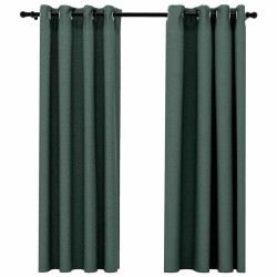 Rideaux occultants Aspect lin avec œillets 2 pcs Vert 140x175cm 