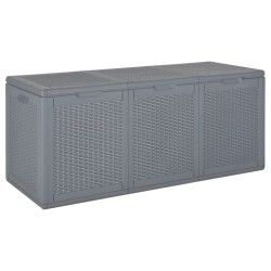 Boîte de rangement de jardin gris PP rotin 270 L 