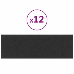 Panneaux muraux 12 pcs Noir 90x30 cm Tissu 3,24 m² 