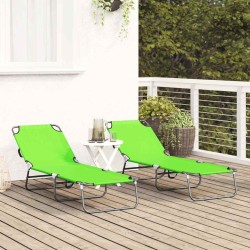 Chaise longue pliante 2 pcs portable verte en tissu Oxford 600D 