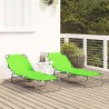 Chaise longue pliante 2 pcs portable verte en tissu Oxford 600D 