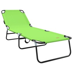Chaise longue pliante 2 pcs portable verte en tissu Oxford 600D 