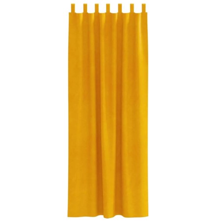 Rideaux occultants avec boucles de suspension 2 pcs en velours jaune moutarde 