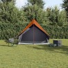 Tente de camping A-Frame pour 3 personnes, grise et orange, imperméable. 
