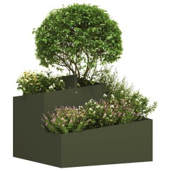 Cache-pot en métal Vert olive Métal Moyen Empilable 
