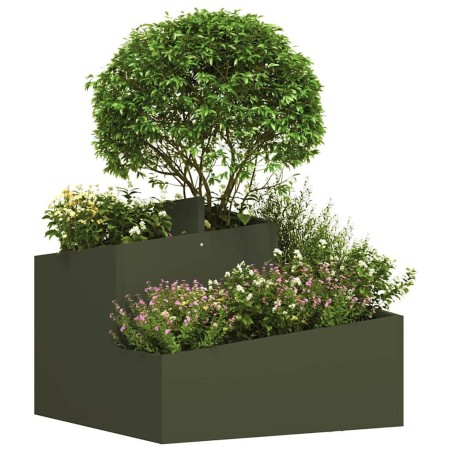 Cache-pot en métal Vert olive Métal Moyen Empilable 